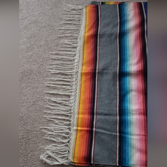 Vintage Mexican Saltillo Serape Wool Blanket - Picture 4 of 13